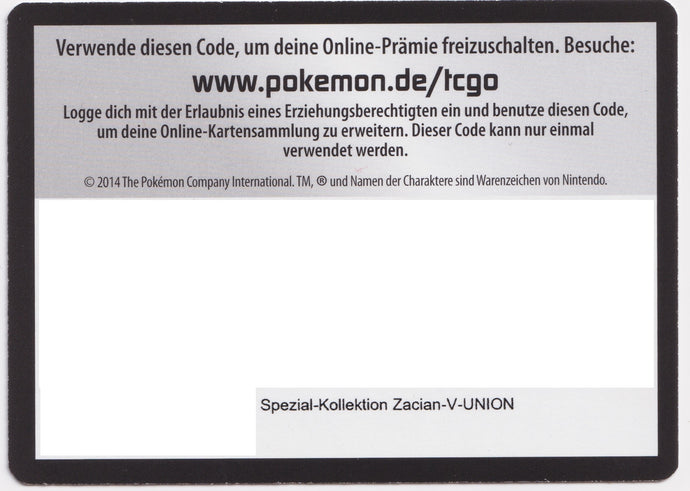 Pokémon TCGO Code: Zacian-V Union Spezial Kollektion