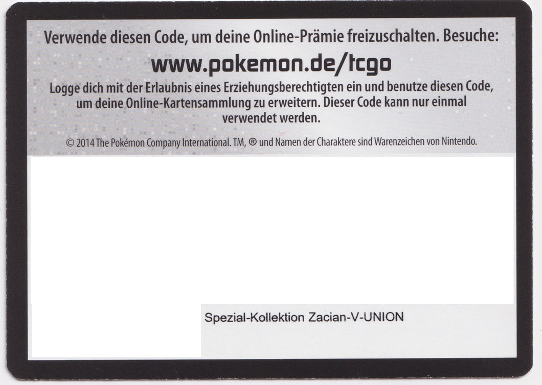 Pokémon TCGO Code: Zacian-V Union Spezial Kollektion