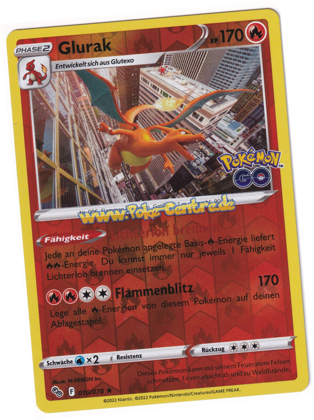 Glurak 010/078 Rare Reverse Holo - Pokemon GO Deutsch